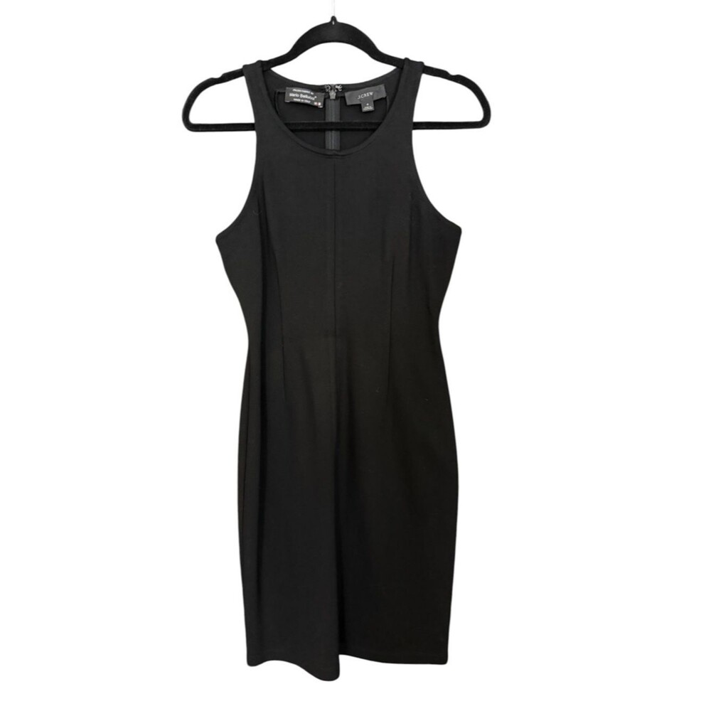 J. Crew Mario Bellucci Italian Ponte Black Sleeveless Sheath Dress Size 4